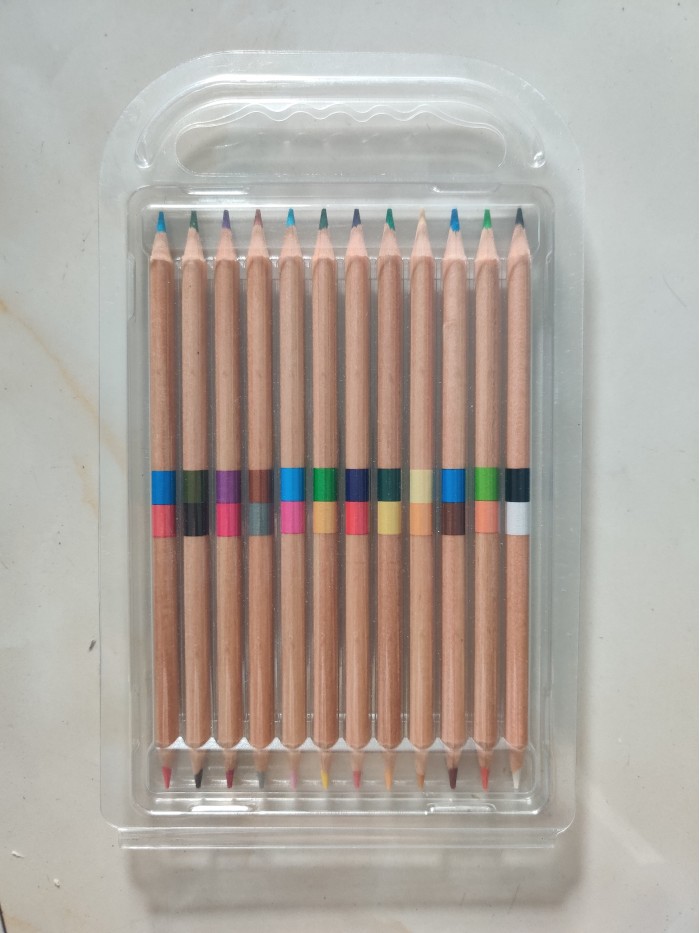 12 pcs 2-head color pencil in blister card art artist school students supply wood pencils set kids boxes of colored pencils