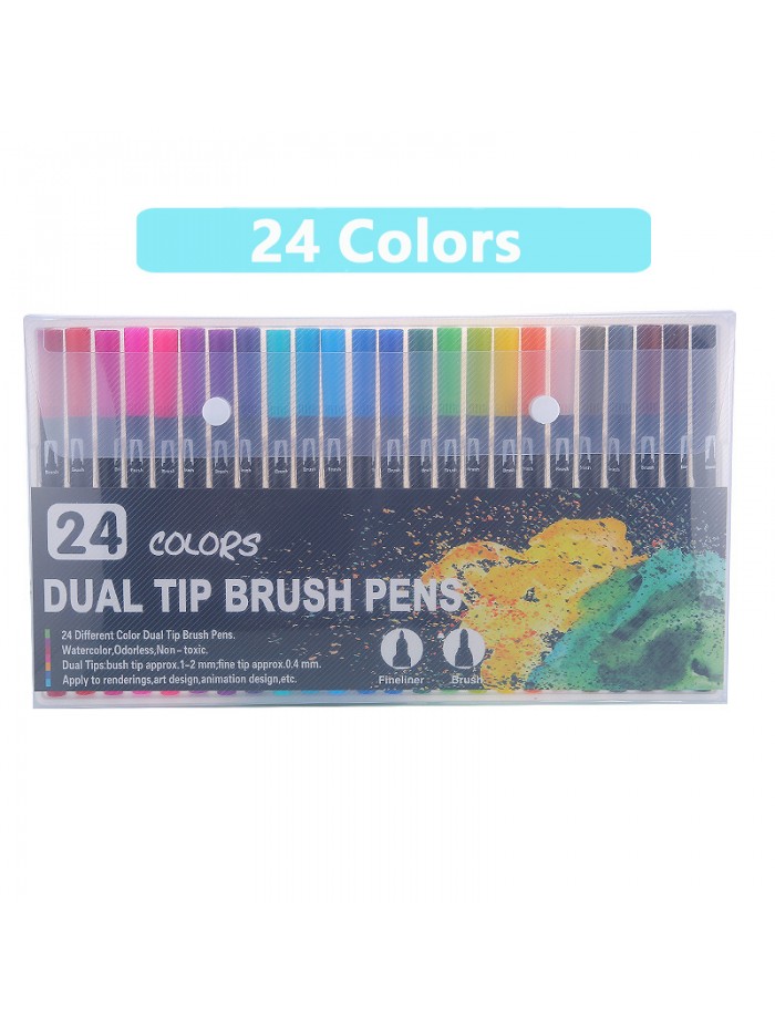 Double-ended watercolor pencils soft hair water-based markers painting markers children's outlining pen wholesale