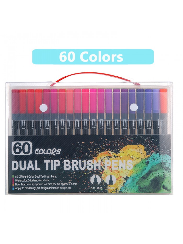 Double-ended watercolor pencils soft hair water-based markers painting markers children's outlining pen wholesale