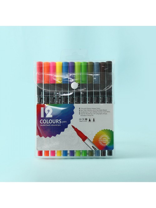 Dual-tip watercolor pencils 12 colors washable env...