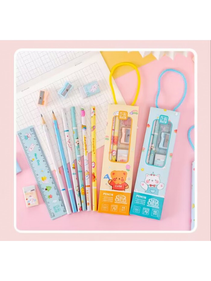 Wholesale Kids Stationery Gift Set Five Piece  Cute Kawaii Set School Supplies Kit