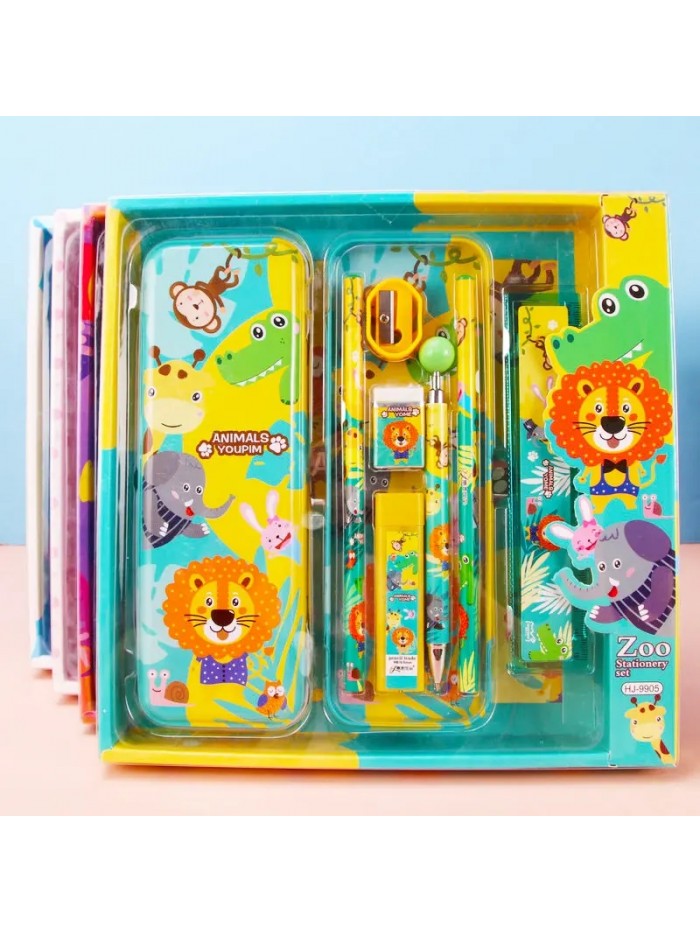 Wholesale Cute Animal 8-Piece School Supplies Back To School Supplies Girl Boy Kids Stationery Gift Set