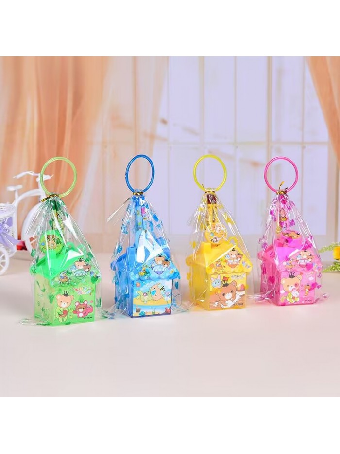 Wholesale 6-piece creative small house design plastic handheld pen holder Kids stationery set birthday gift