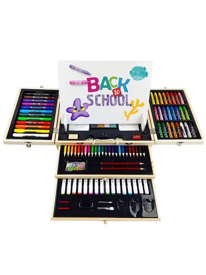 118 PCS Watercolor Painting Gift Set Waterproof Drawing Tool 3 Tiers Kids School Arts Supplies