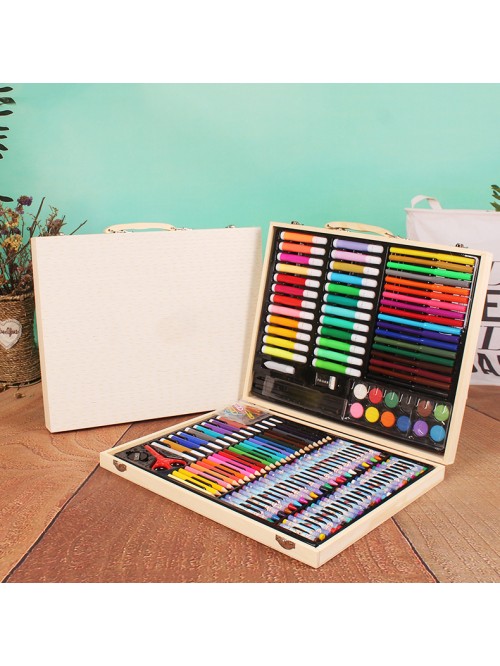 168 Pieces Wooden Box Painting Watercolor Brushes ...