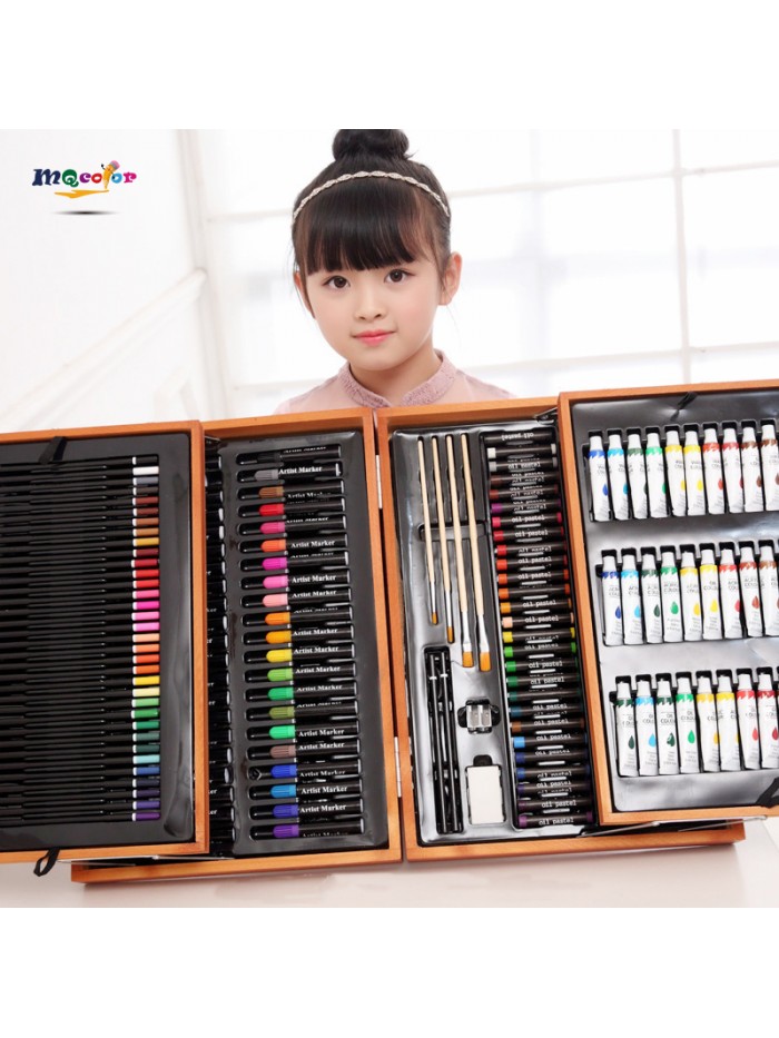 174 piece deluxe art wood drawing painting pencil case creativity set for kid young artists For Kids