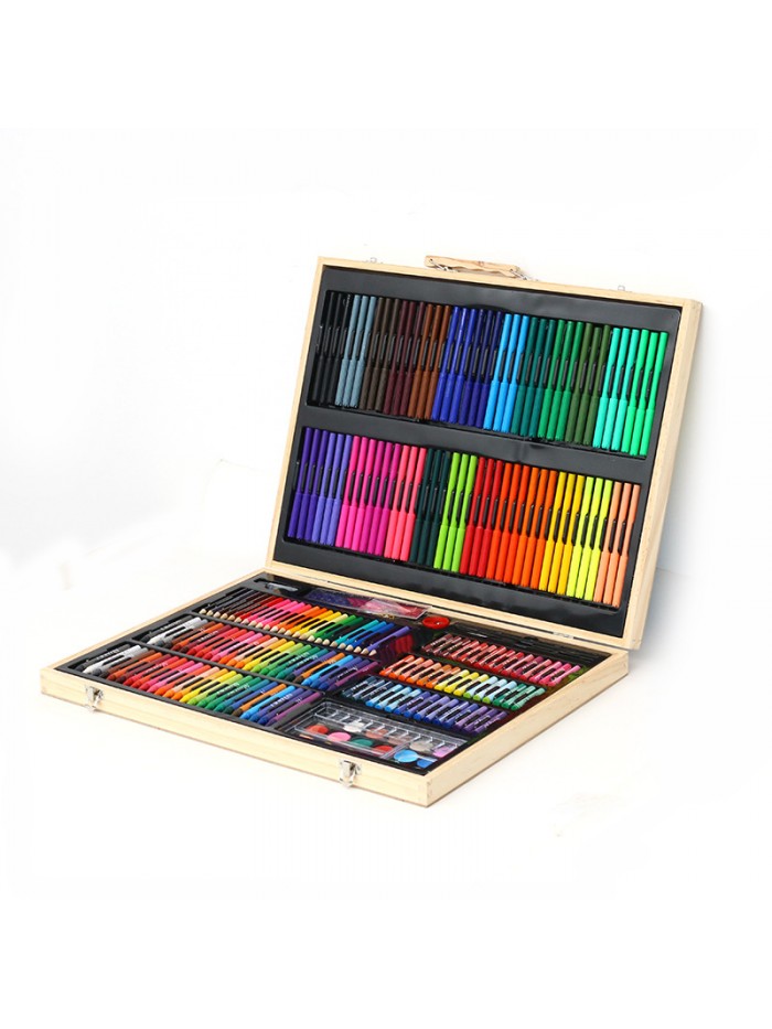 New Arrival Art Products Drawing Tool 245 Pcs Wooden Box Painting Gift Set For Kids School Arts Supplies