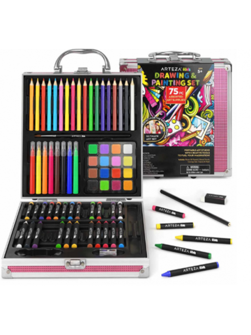 75 Pieces Deluxe Drawing Art Set Kids School Drawi...